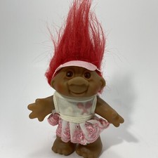 ¡Muñeca Dam Troll! ¡4 1/2"" pelo rojo ojos ámbar! 1986! Troll de tenis afortunado para niña