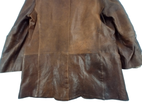 Brauner Leder Erbsenmantel Jacke Remy Vintage Größe 42 Made USA 3 Knöpfe - Bild 14 von 18