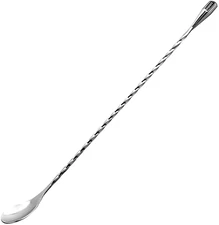 LZS13B 12 Inches Stainless Steel Mixing Spoon, Spiral Pattern Bar Cocktail Shake