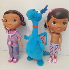 DISNEY Doc McStuffins 2 Dolls Just Play STUFFY Plush Dragon Disney Store LOT