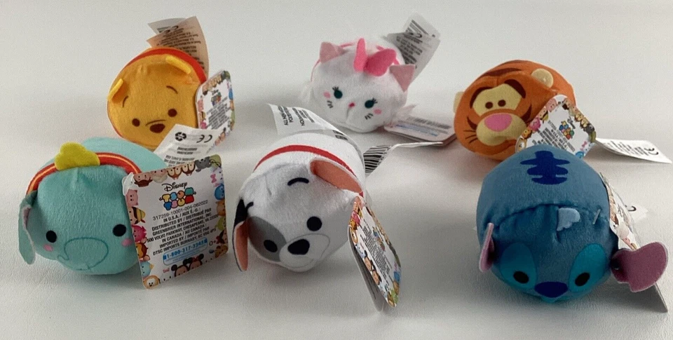 Disney Tsum Tsums Mini Plush Stuffed Toy 6pc Lot Pooh Tigger Stitch Dumbo w TAGS - Image 2 of 4