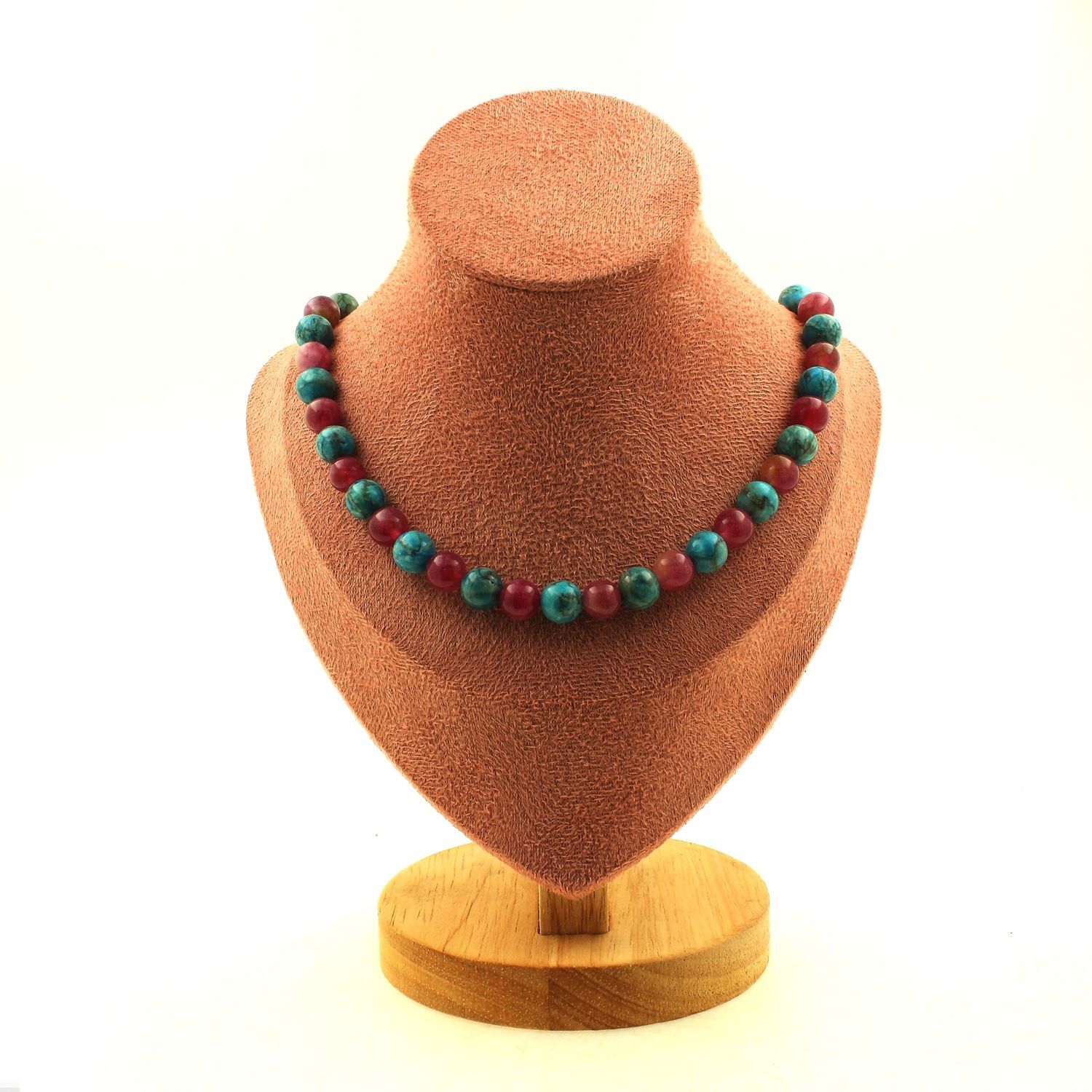 Collier perles turquoise d'Afrique du Sud authentique et véritable tourmaline bic pour femme
