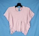 FREE PEOPLE Pink GAUZE 2-Button Open Back CROP Flutter Sleeves HYACINYTH TOP S