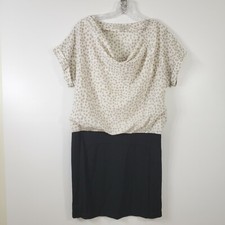 Ann Taylor LOFT Size 6 Women's Circle Dot Chiffon Draped Bodice 2Fer Dress