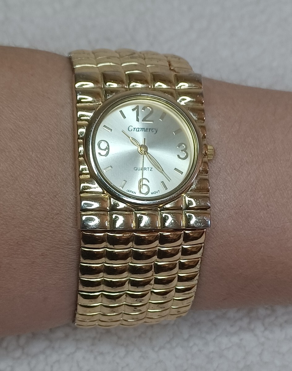 Gramercy Gold Tone Stainless Steel Ladies Watch Stretch Band 