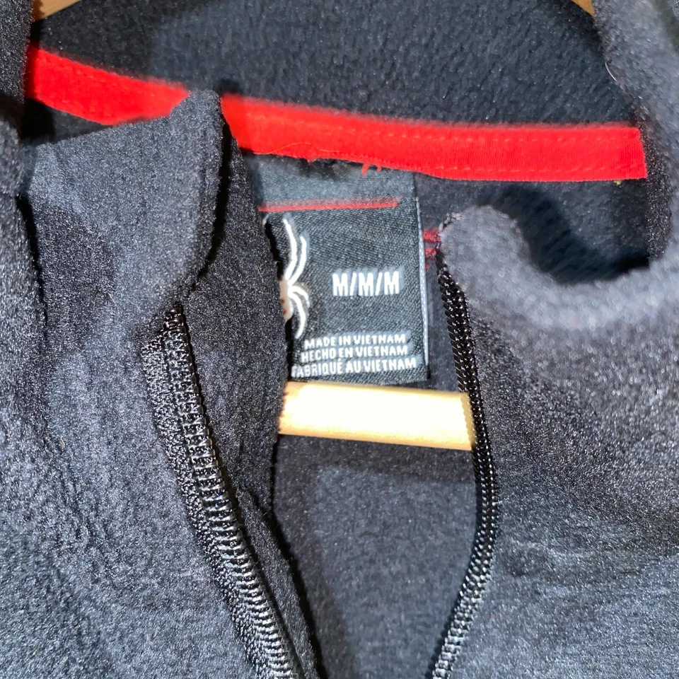 Pullover Spyder polar 1/4 cremallera talla mediana manga larga negro Foto 3 de 4