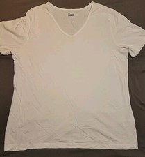 Women  s XXL Basic Additions White V-neck T-shirt Short Sleeve Top Undershirt