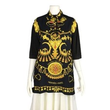 HERMES Silk Knit Shirt Black Serie Button women  FR40 UK12 US8 Lsize