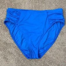 La Blanca Island Goddess Side Shirred High Waist Bikini Bottom Capri Blue 16