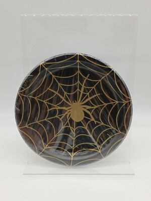 Pappteller - Spinnennetz - Schwarz & Gold - Halloween - Fasching - Unique -8 STK