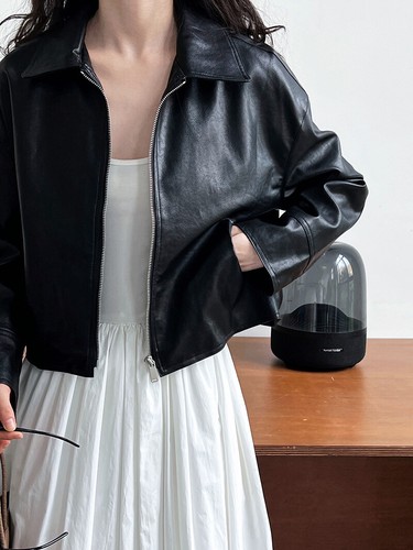Retro Leather Coat Women Autumn Artificial Leather Jacket Motorcycle Short Coat - Picture 8 of 20