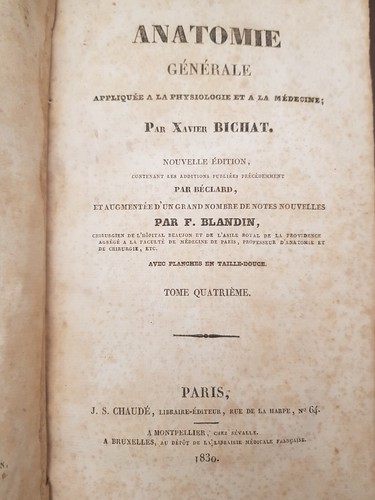ANATOMIE GENERALE. XAVER BICHAT. PRIMERA EDICION 1830. 4 TOMOS COMPLETA - Imagen 5 de 7