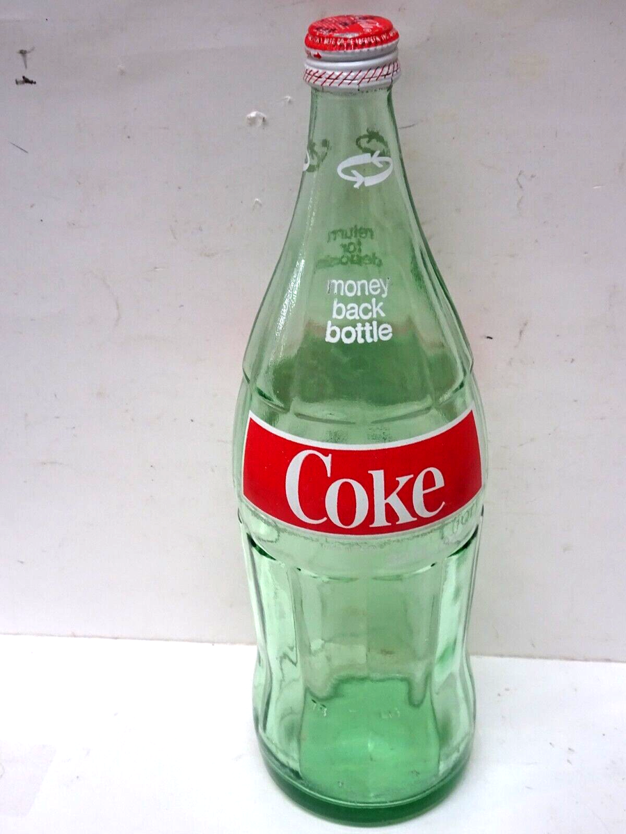 Vintage 1970's Era Coca Cola 32 Oz Green Glass Bottle w/Cap