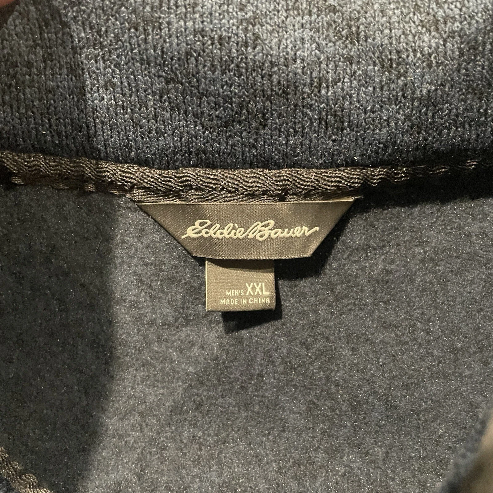 VETEMENTS Maglione Eddie Bauer uomo XXL blu pile finto collo felpa a scatto