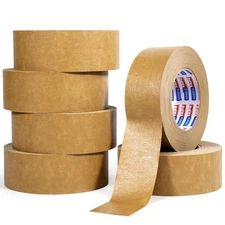 ADHES Premium Kraft Tape, 7.5mil, 2 Inch x 55 Yards x 6 Rolls, Biodegradable ...