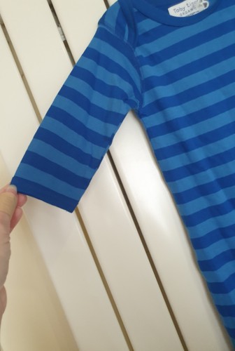 TOBY TIGER Bio Schlafanzug blau mit Füßen Baumwolle Druckknopf 6-12 m 80 cm neu mit Etikett - Bild 5 von 8