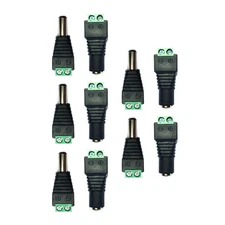 5 Pairs Male+Female DC Power Jack Connector Adapter Plug 2.1x5.5mm for LED Light