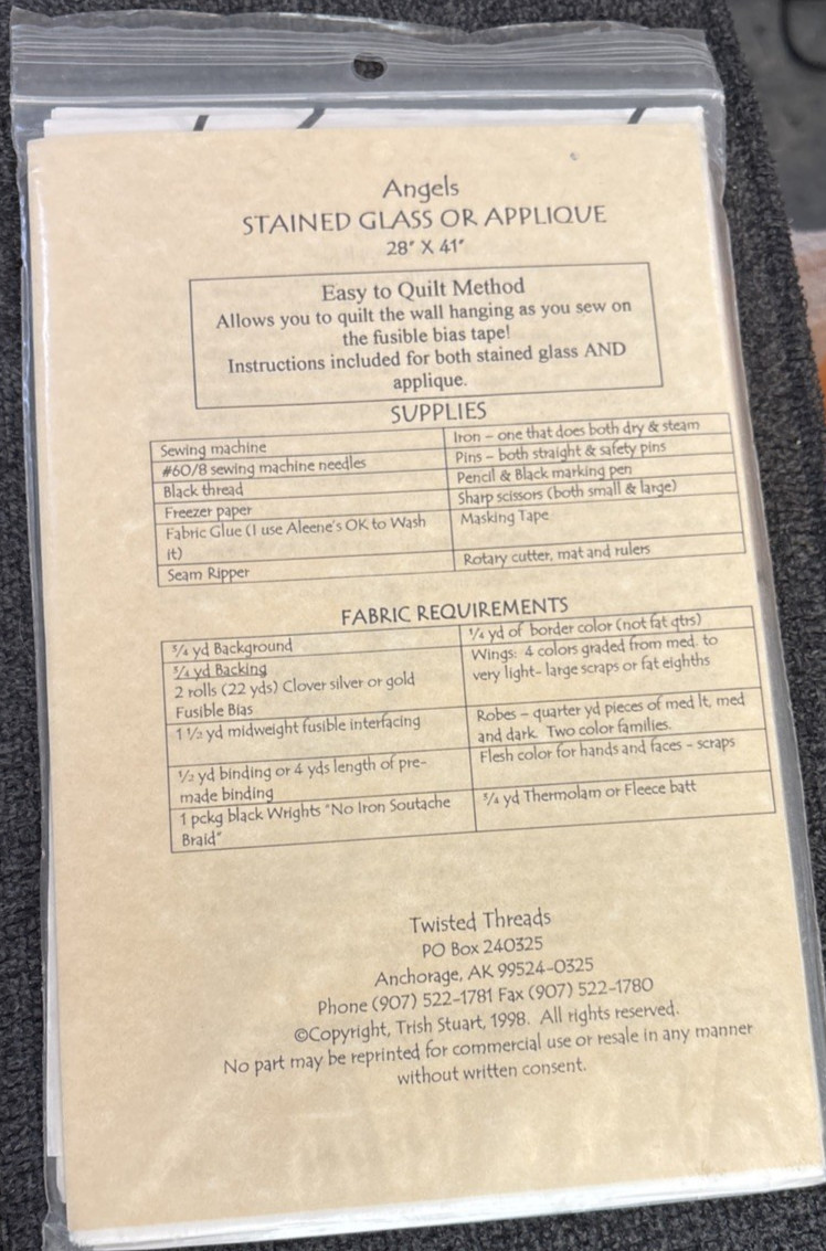 Vtg Rare Twisted Threads ANGELS PRAYING Quilt 1998 Pattern TT003