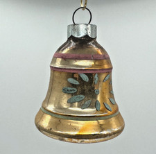 Prewar Corning US of A Glass Christmas Ornament Small Hand Painted Glass Bell