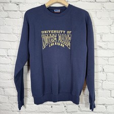 Vintage Crable Sportswear NOTRE DAME Embroidered Navy SweatShirt Unisex Size M