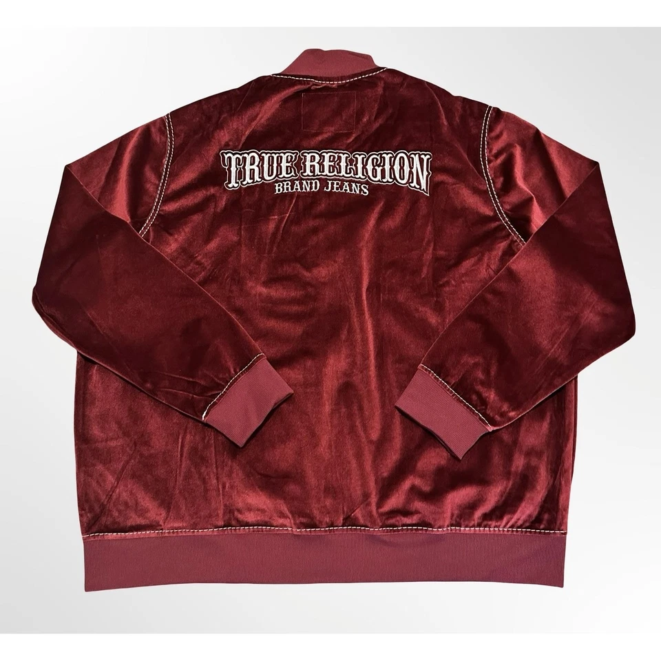 Chaqueta True Religion Terciopelo Granate Cremallera Completa Bombardero Grande T Para Hombres Ropa de Calle 2XL Foto 2 de 4