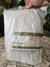 1 NIP Vintage JC Penney Cape Cod Curtains cool white W 84 x L 45 w/ tiebacks