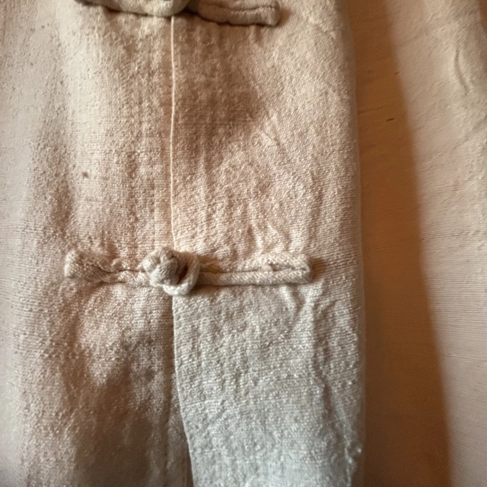 Damas Estilo Chino XL Beige Camisa Raglán Suelta Blusa Bata Retro Rana Botones Foto 2 de 4