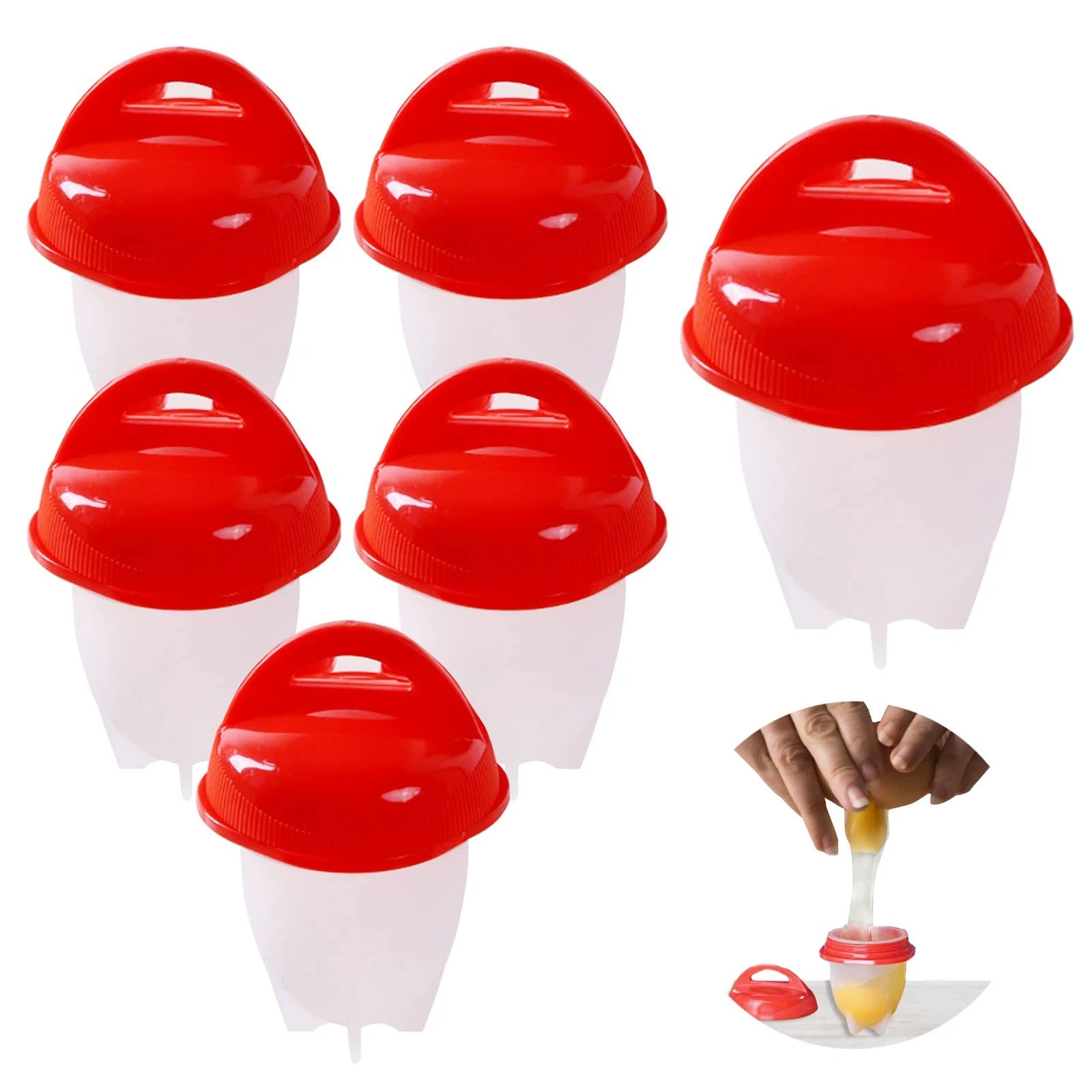 JJYHEHOT 6 Pcs Egg Cooker, Silicone Non-stick Boiler, No Red and white
Opens in a new window or tab