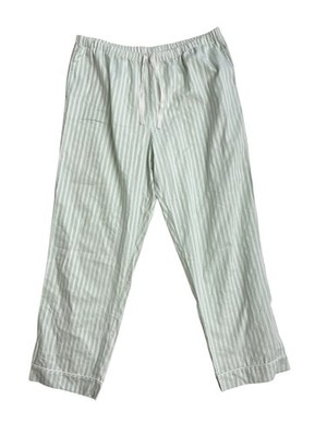 Bed Head Pajama Pants Size 1X Striped Green White Drawstring Organic Cotton