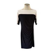 Chaps Black White Color Block Knit Dress Sz XL Work Office Career Professional