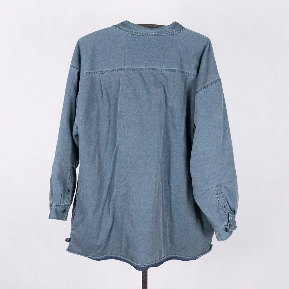 Wolverine Fleece Lined Denim / Chambray Workwear Shirt Shacket Men's 2XL Blue - Image 4 of 4