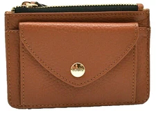 Lodis Paige Leather RFID Card Case Wallet With Key Ring Brown New!
