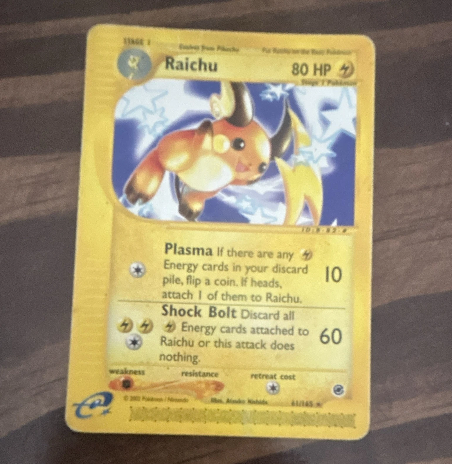 The Pokemon Company Raichu 061/165 Expedition Base Set Rare 80HP Eng Unlimited