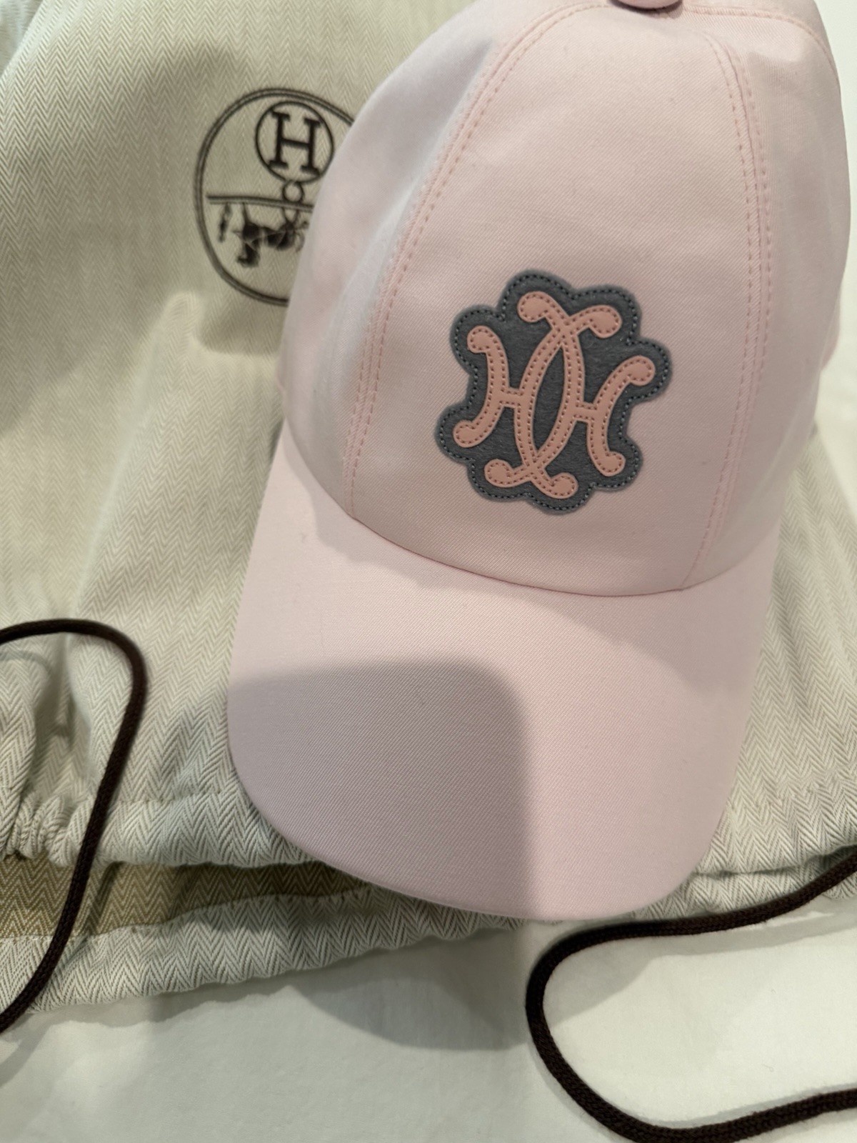 HERMES Serena Lift Casquette Cap Hat Cotton Ladies Pink