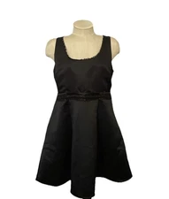 Vera Wang Princess Jr Wom 13 Black Formal Dress Beaded Waist Flare Skirt