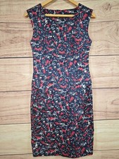 FRENCH CONNECTION size 8 navy, red & white patterned pencil dress