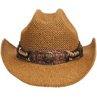 Western Strohhut Georgia Mit Hutband Beige Braun Cowboyhut Westernhut Sommerhut