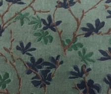 DONGHIA TRYST LIAISON BLUE FLORAL VINE LINEN VELVET UPHOLSTERY FABRIC BY YARD