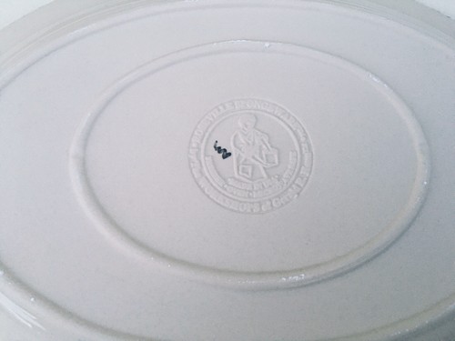 Roseville;Henn Pottery 13” Oval Serving Platter;Green Spongeware Rim! EXCELLENT! - Picture 5 of 5