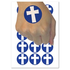 Cross Angled Christian Church Religion Temporary Tattoo Water Resistant Set
