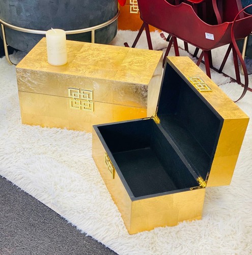 Handmade Decorative Box- Gold Foil WD storage box Sets/ 2pieces- 34/29 - Picture 10 of 24