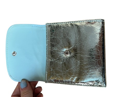 ADRIENNE VITTADINI Ice Blue Crackled-Look Snap Wallet Metallic - Picture 5 of 11