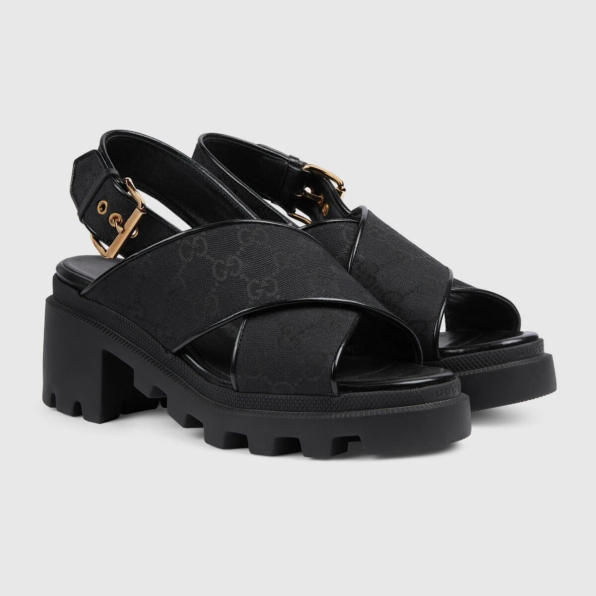 Sandales croisées Gucci GG Supreme Platform neuves dans leur boîte semelle compensée EU 37