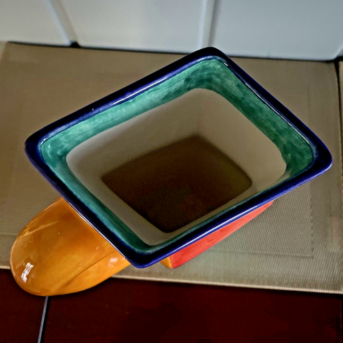 Brocca/vaso ceramica Benlloch Spagna vintage astratto anni 60 10"X7" firmato a mano - Foto 9 di 14