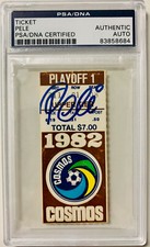 Pele Signed 1982 Cosmos Game Ticket PSA DNA Slabbed