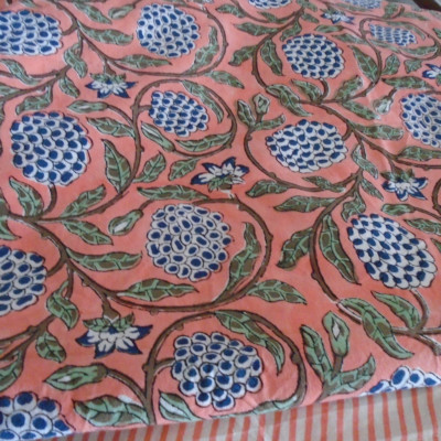 Orange Salmon Print Tablecloth 72 x 132 in by Don Lino Floral Design Cotton