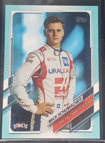 MICK SCHUMACHER 2021 TOPPS FORMULA 1 ROOKIE CARD AQUA PARALLEL #'d /199 #17 RC - Picture 1 of 2