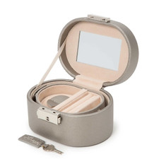 WOLF ☀️Pewter Saffiano Heritage Mini Jewellery Box RRP £69 Vegan leather