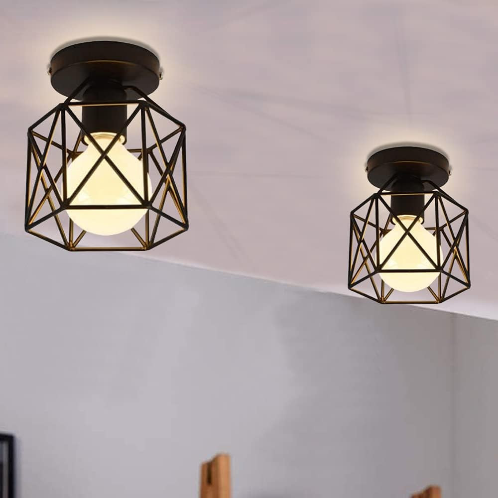 OFFERTA 2x Plafoniere Industriali E27 Vintage | Design Metallo Forma D - 1