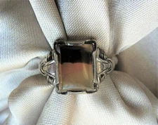 ANTIQUE SIGNED OSTBY BARTON TITANIC ORNAMENTAL STERLING AGATE GEMSTONE RING!